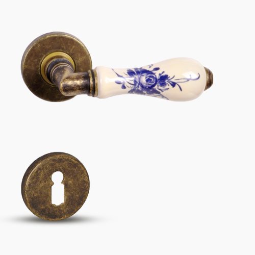Diána Porcelán-Patinás Kék Virágos Rozettás